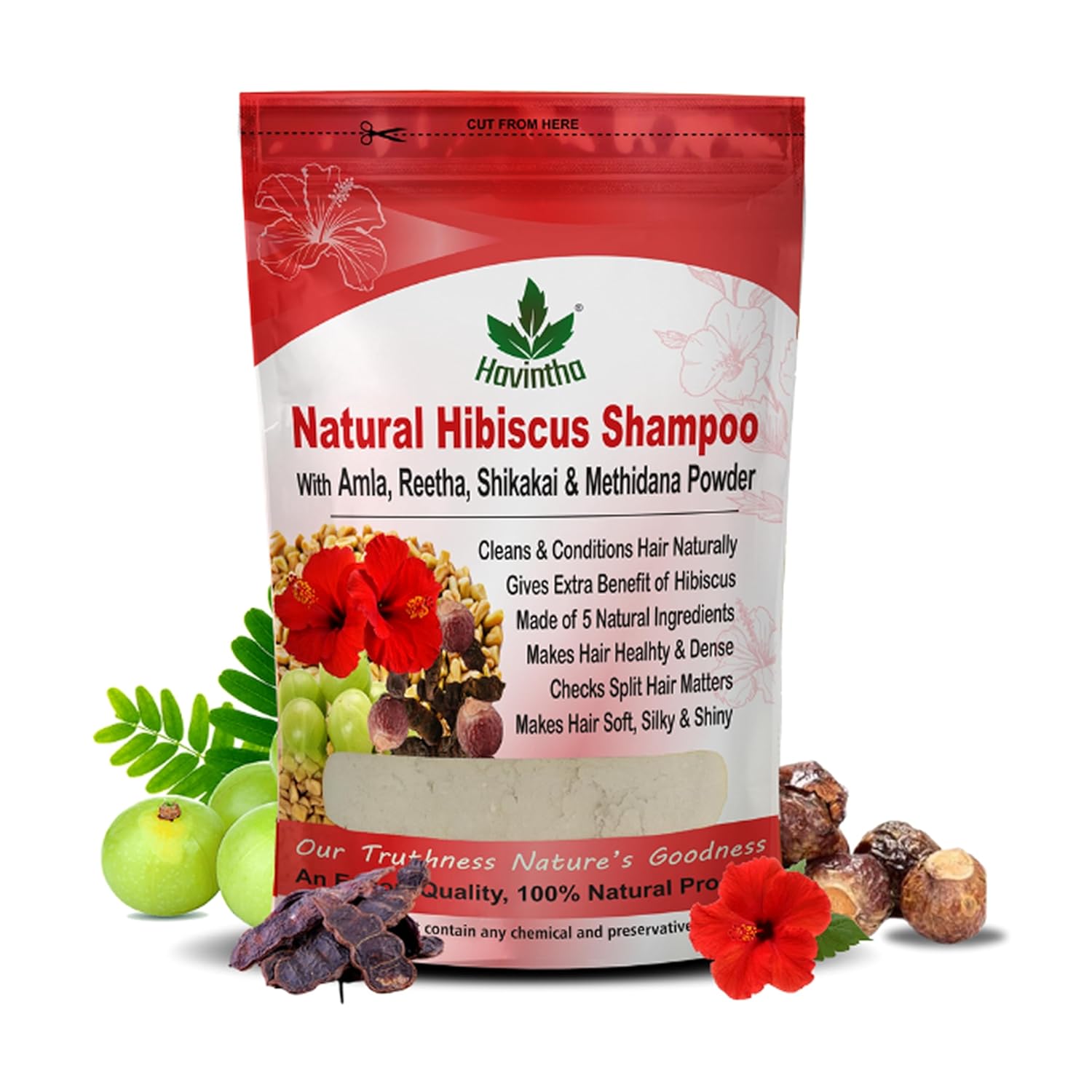 Natural Hibiscus Powder Shampoo | Prevents Hair Fall &amp; Nourishes Lifeless Hair | for Overall Hair Growth | Men &amp; Women (227g)