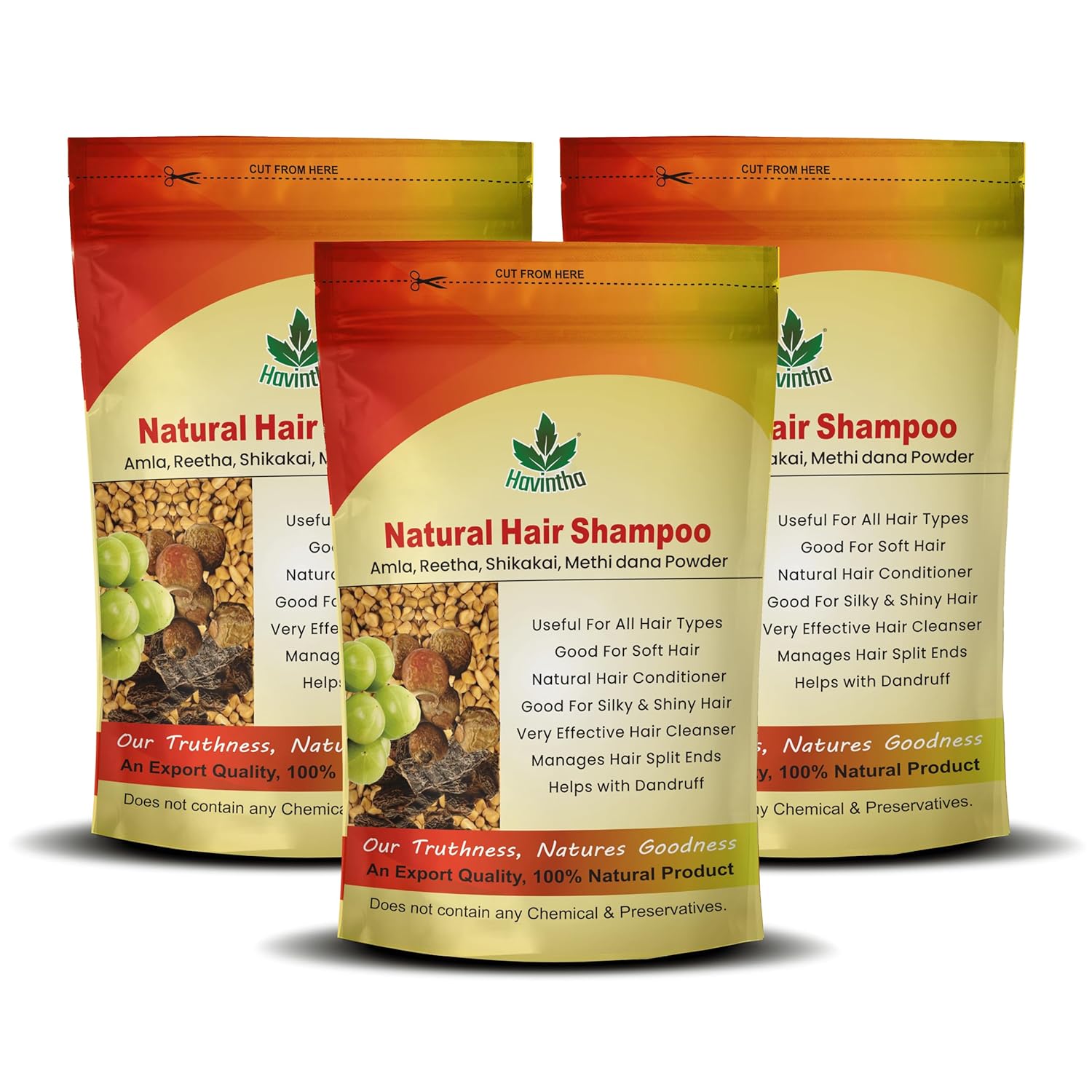 Havintha Natural Hair Shampoo With Methi Dana, Amla, Reetha and Shikakai | Promotes Hair Growth- 227 Grams