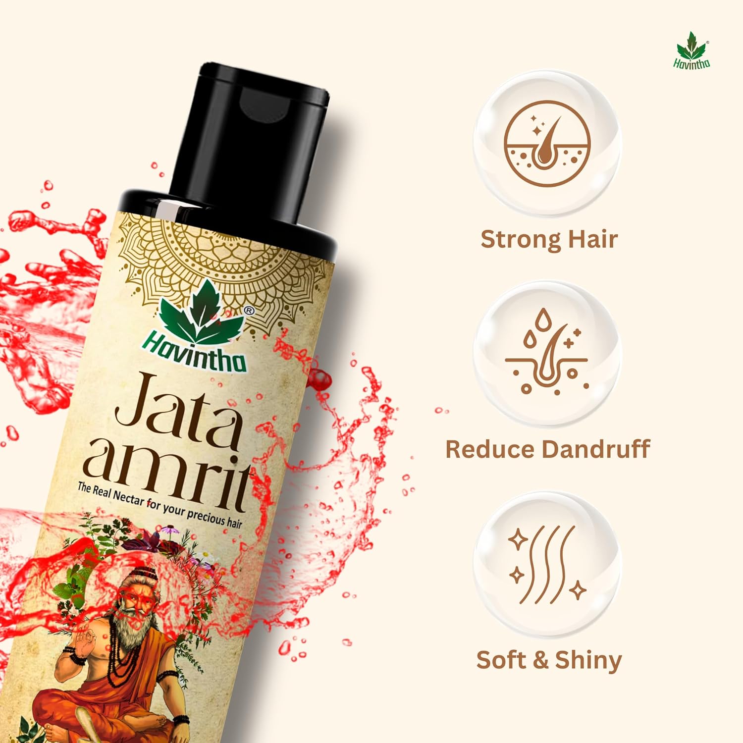 Havintha Natural Hair Shampoo (227g) for Reduce Hair Loss, Jata Amrit Hair Oil (100ml) for Hair Growth, And Face Body Wash Ubtan Powder (227g) for Skin Care