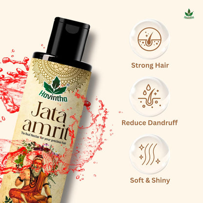 Havintha Natural Hair Shampoo (227g) for Reduce Hair Loss, Jata Amrit Hair Oil (100ml) for Hair Growth, And Face Body Wash Ubtan Powder (227g) for Skin Care