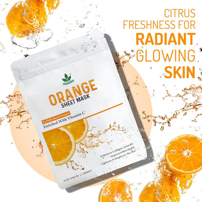 Havintha Orange Face Sheet Mask For Glowing Skin | Facial Sheet Mask For Intense Hydration &amp; Moisturizing Vitamin C Sheet Mask ( Pack of 2 )