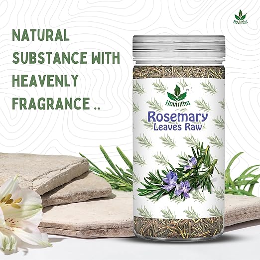 Havintha Natural Whole Rosemary Leaves | Rosemary Dried Leaves For Hair Growth | Edible Quality - JAR - 80g