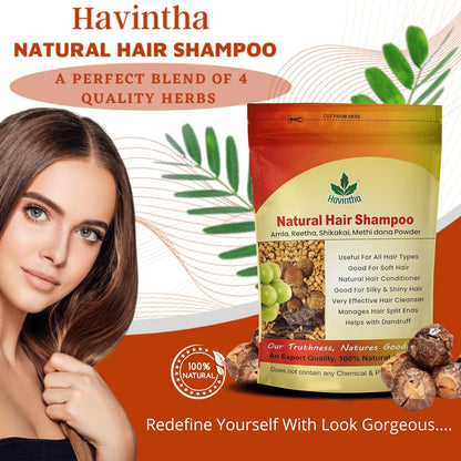 Havintha Natural Hair Shampoo With Methi Dana, Amla, Reetha and Shikakai | Promotes Hair Growth- 227 Grams