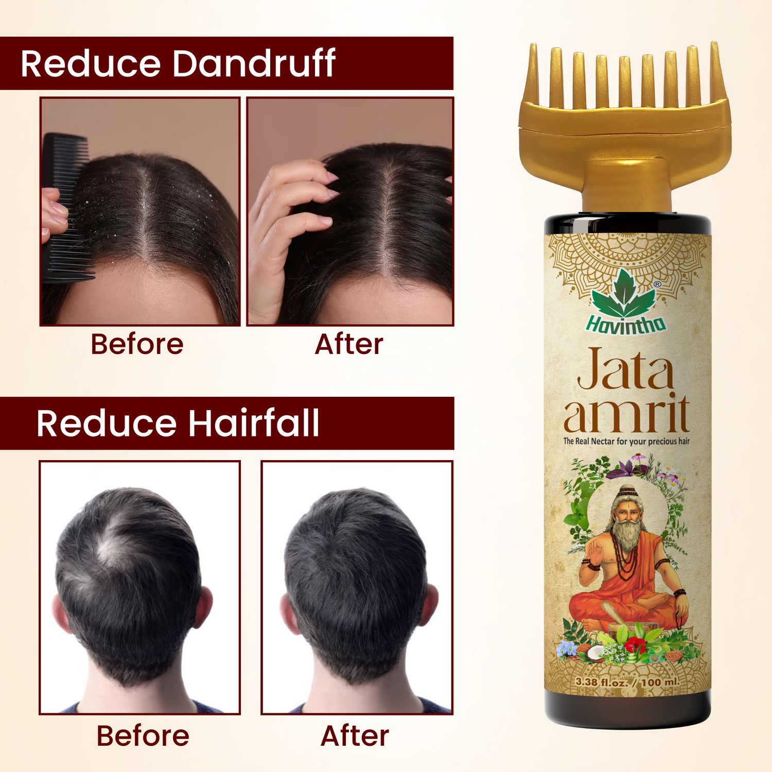 Havintha Jata Amrit Hair Oil For hair growth | Handmade herbal hair oil | Long &amp; Shiny hair | With Lavender, Castor, Tea tree and Rosemary oil |100 ml