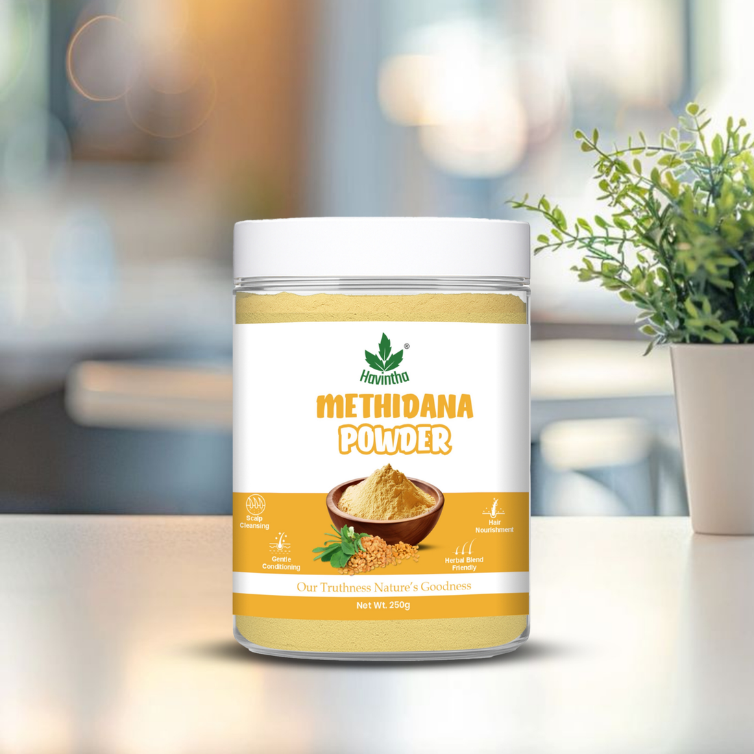Havintha Natural Methidana Powder | For Strong &amp; Healthy Hair | 250 Grams (JAR)