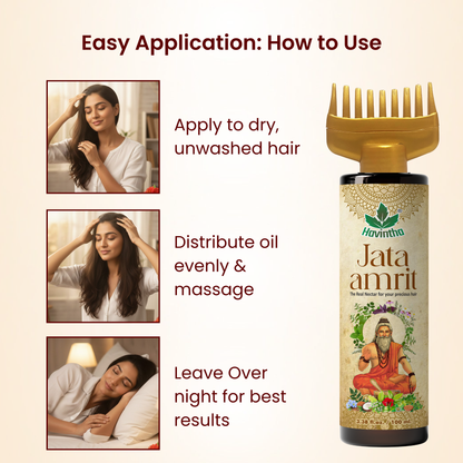 Havintha Jata Amrit Hair Oil For hair growth | Handmade herbal hair oil | Long &amp; Shiny hair | With Lavender, Castor, Tea tree and Rosemary oil |100 ml