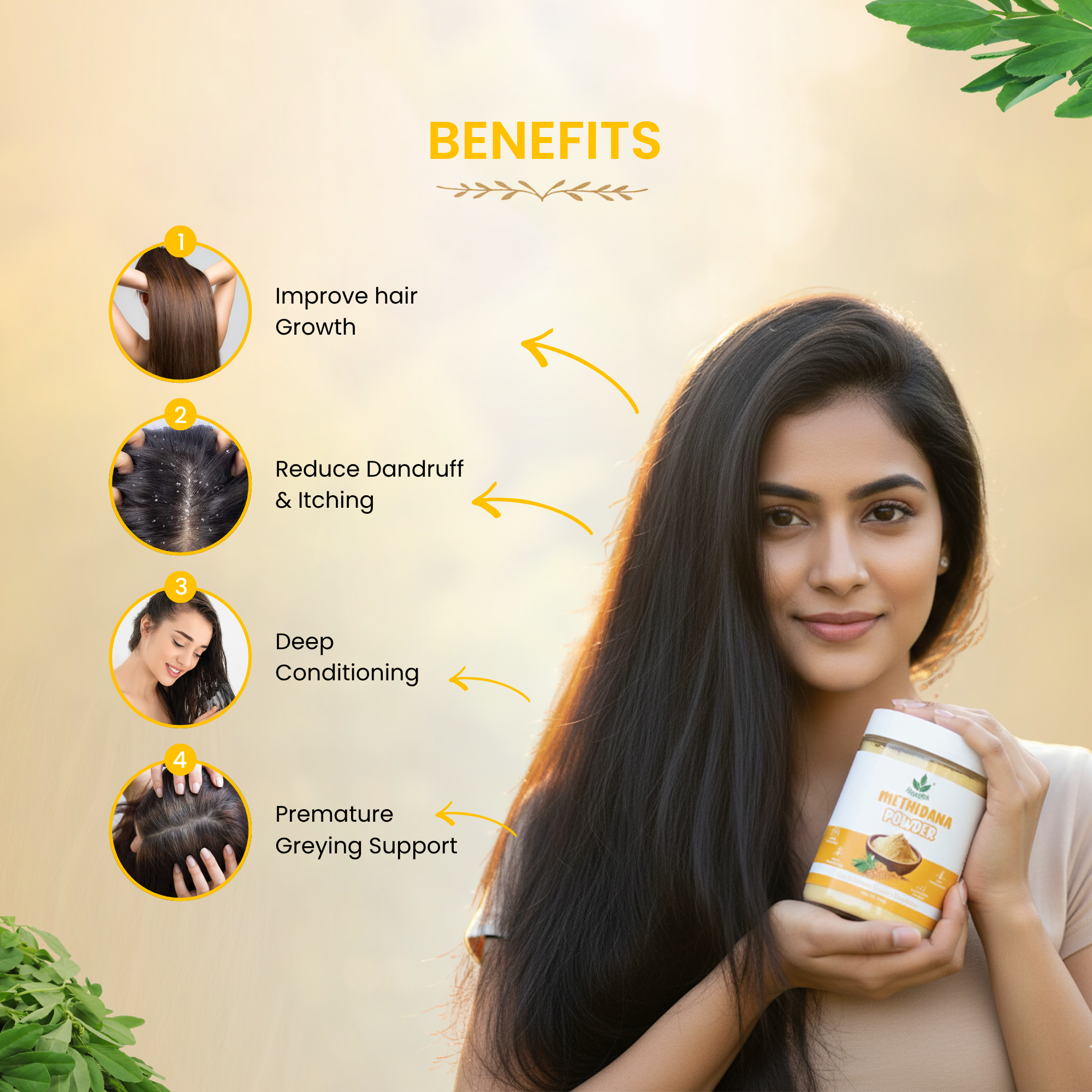 Havintha Natural Methidana Powder | For Strong &amp; Healthy Hair | 250 Grams (JAR)