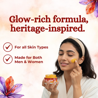 Havintha Natural Saffron Cream for Face Glow, Radiance and Brightening | Herbal Face Cream for Skin Whitening, Anti-Aging, Dark Spots Removal, Pigmentation, Moisturizing &amp; Even Skin Tone - 50g