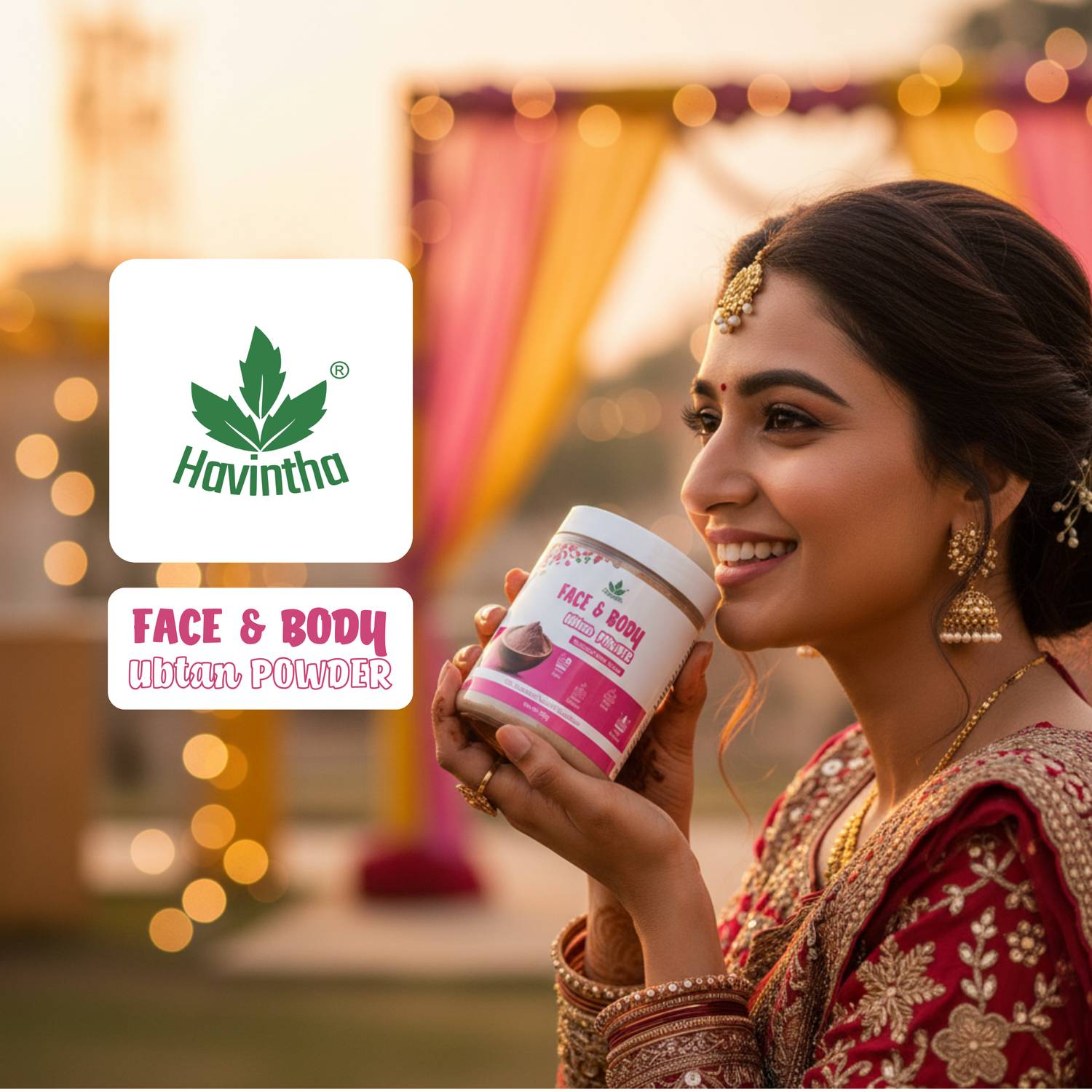 Havintha Natural Face and Body Ubtan Powder for All Skin Types (For Men and Women) - 227 gm