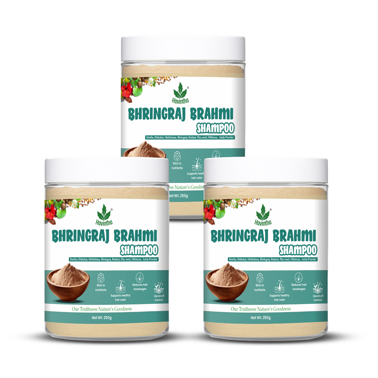 Natural Bhringraj and Brahmi Powder Shampoo | Fights Dandruff &amp; Deeply Moisturizes Hair | Men &amp; Women (227g)