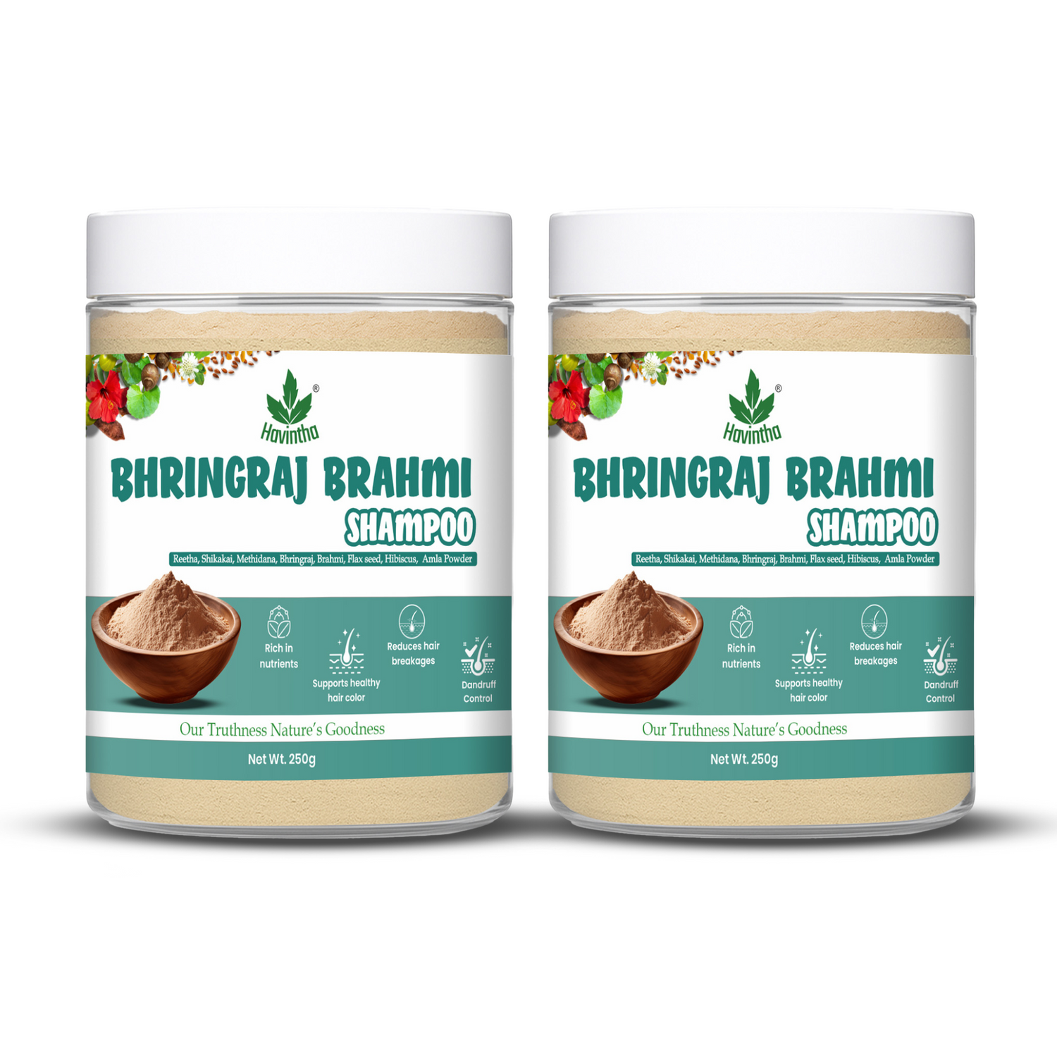 Natural Bhringraj and Brahmi Powder Shampoo | Fights Dandruff &amp; Deeply Moisturizes Hair | Men &amp; Women (227g)