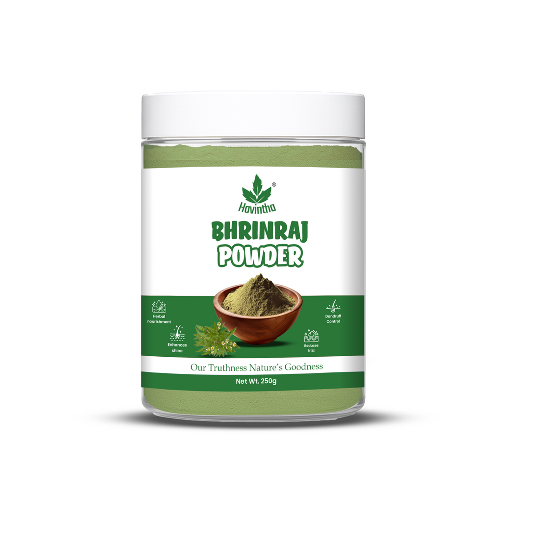 Havintha Natural Bhringraj Powder | For Strong &amp; Silky Hair | 250 Grams (JAR)