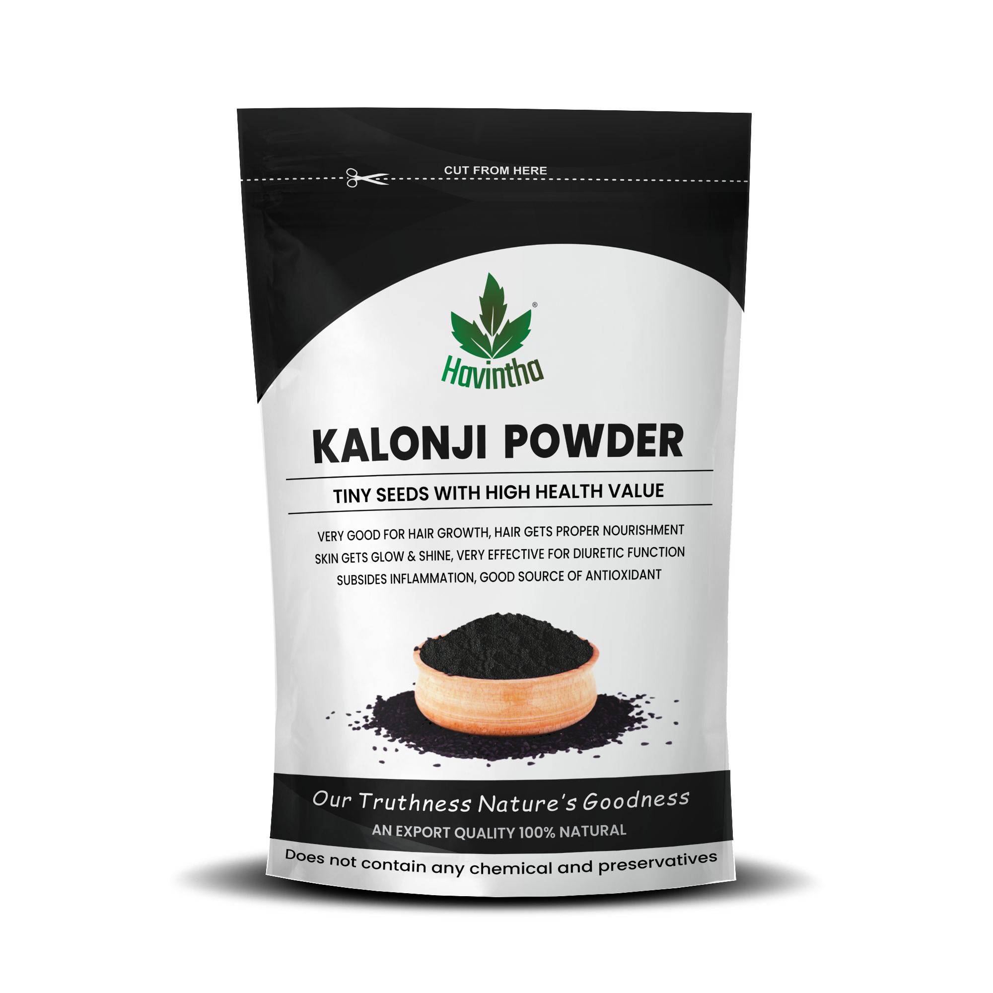 Havintha kalonji powder for managing sugar levels hair growth split ends skin health - 227 grams