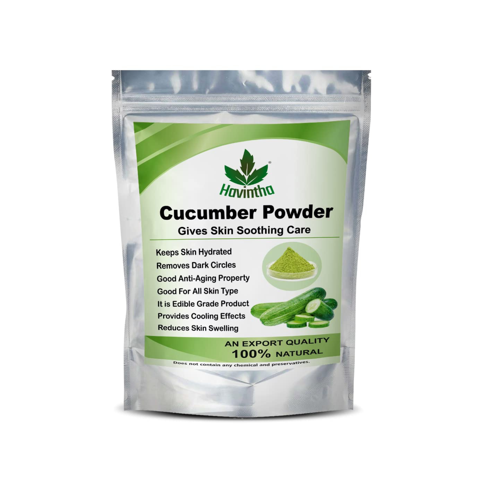 Havintha Natural Cucumber Powder for Skin Care, Health Care | Face Pack for Glowing Skin, Face Cleanser - 100gm