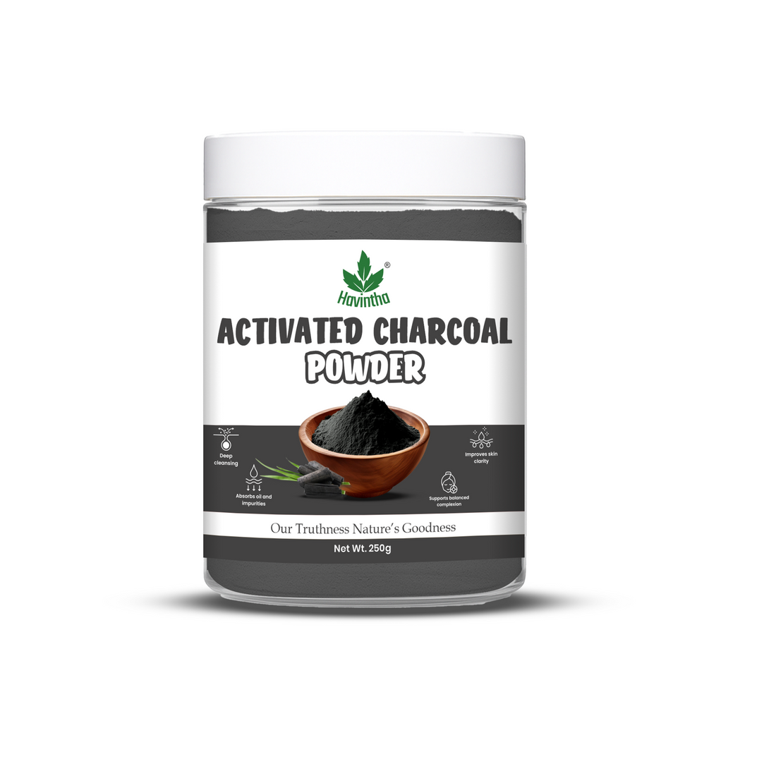 Havintha 100% Natural Activated Charcoal Powder for Skin, Face Pack, Removes Dead Skin and Natural Detoxifier for Your Body, 250g