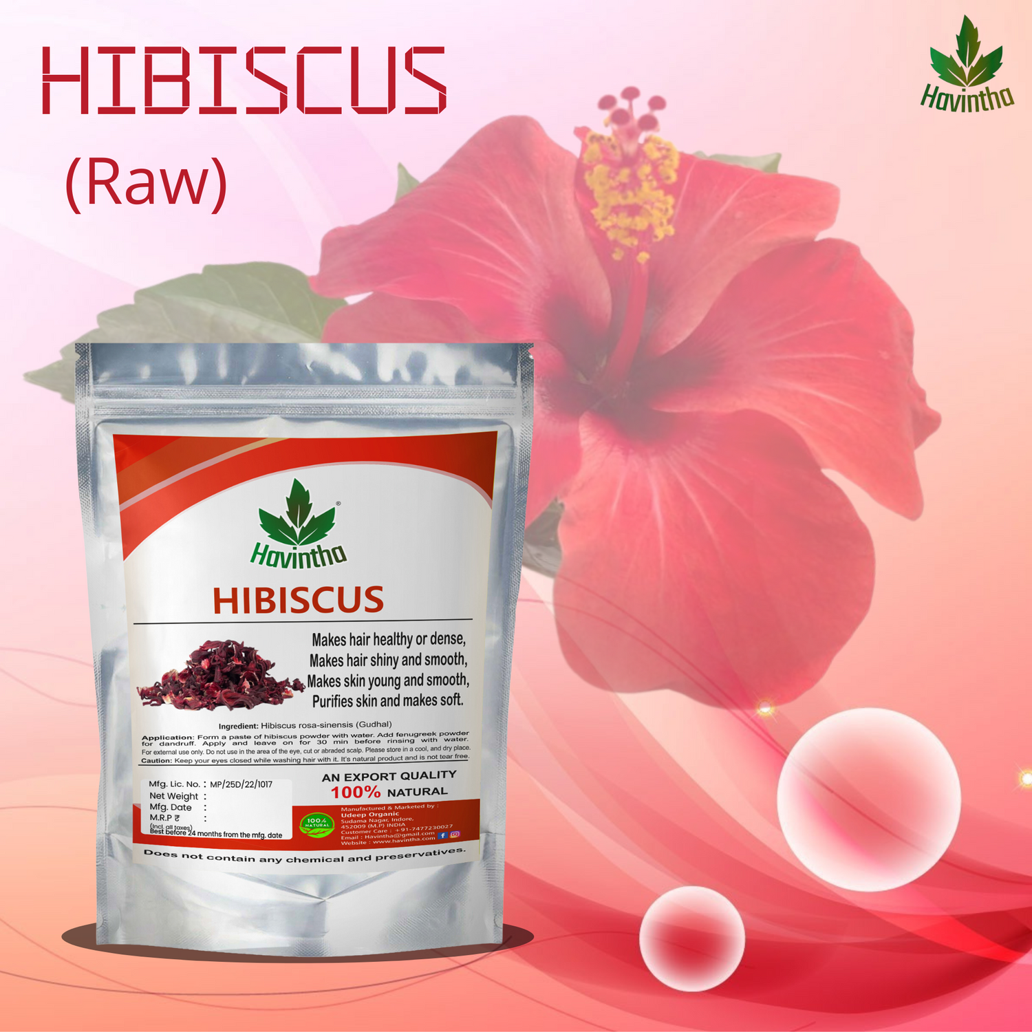 Havintha Natural Hibiscus (Raw form) (227 g)