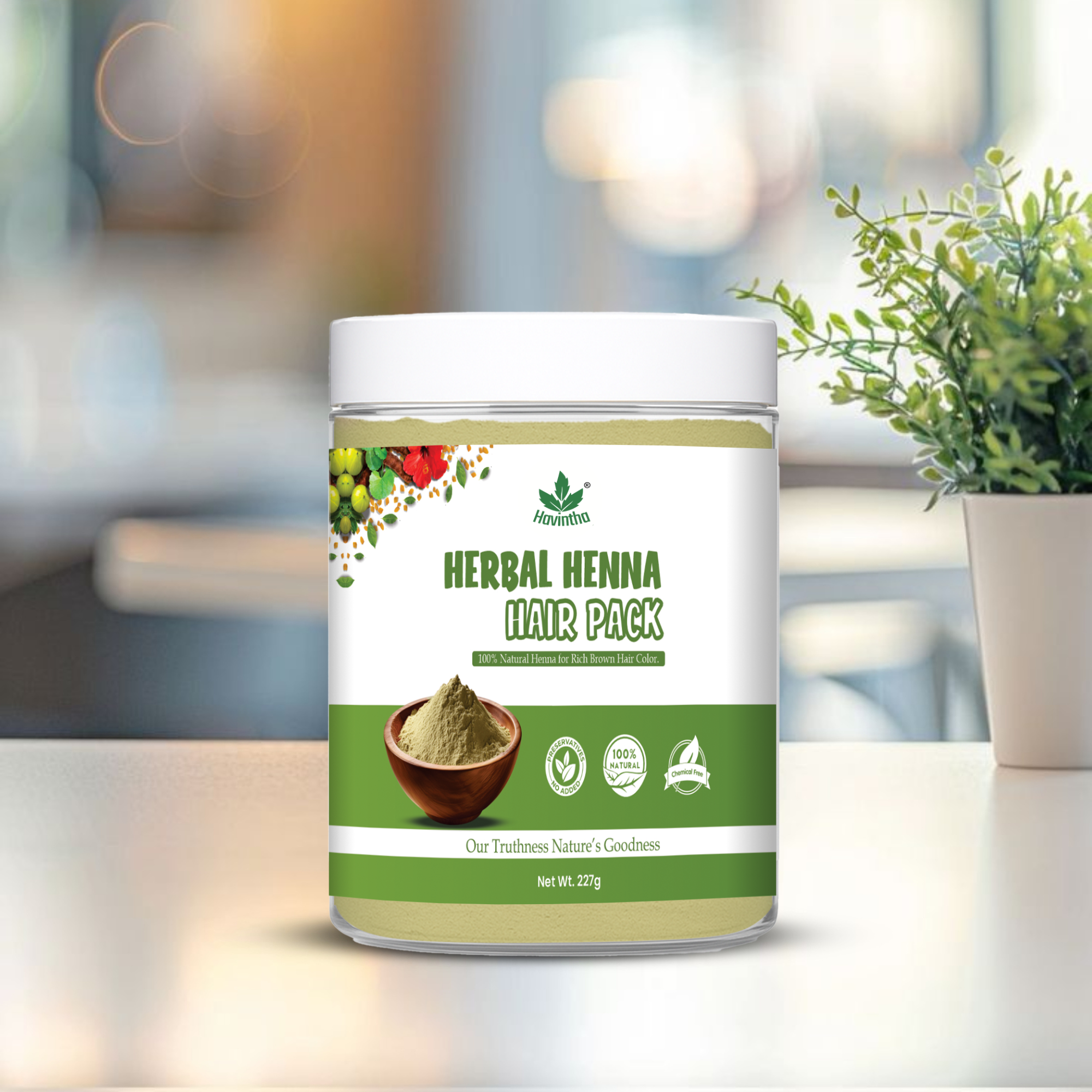 Havintha Natural Herbal Henna Hair Pack 11 Herbs Mix Mehndi Powder (227 g)