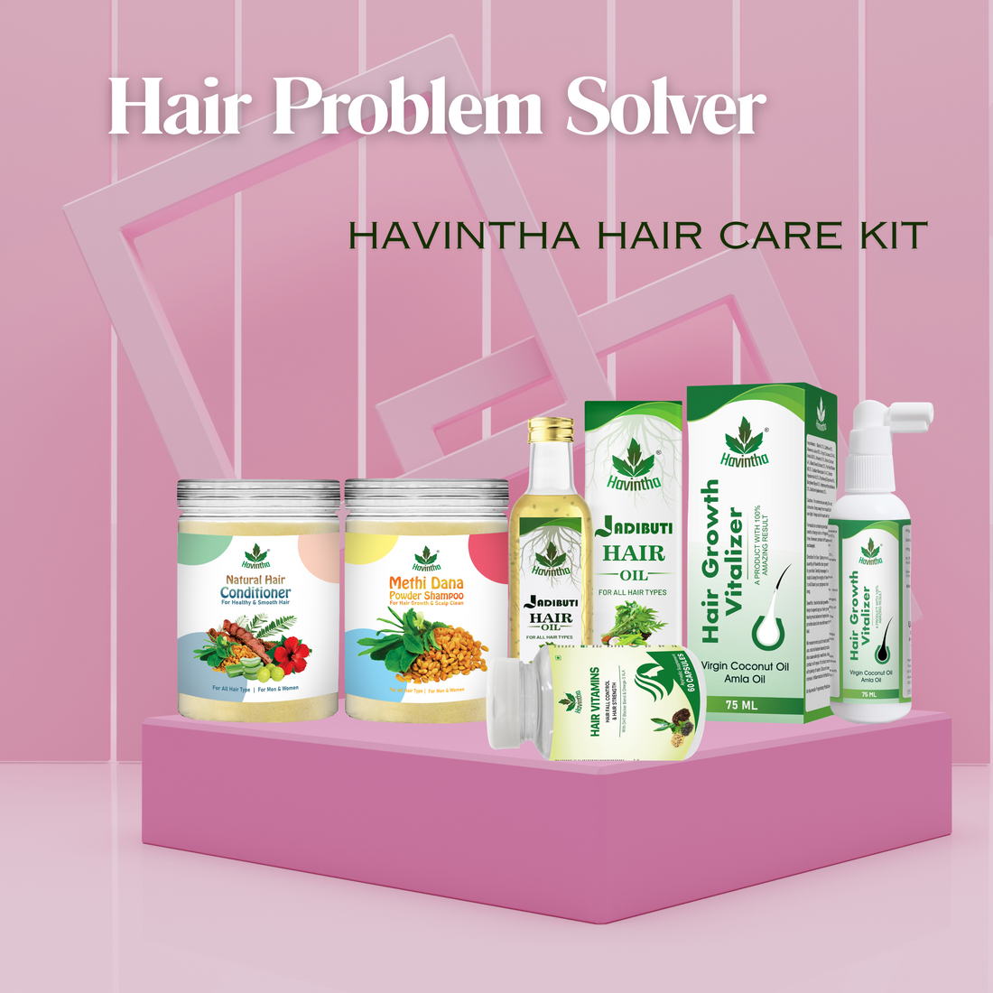 Havintha Herbal HAIR CARE GIFT KIT | Hair Problem Solver | Damage Hair Repair, Helps Hair Growth | 100% Natural KIT | For Men &amp; Women - All Hair Types