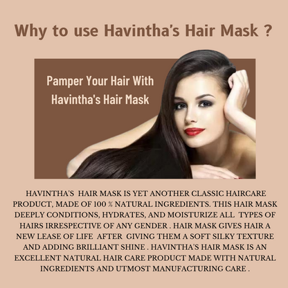 Havintha hair mask for reducing hair fall split ends | Lustre | shining | nourishment 227 grams