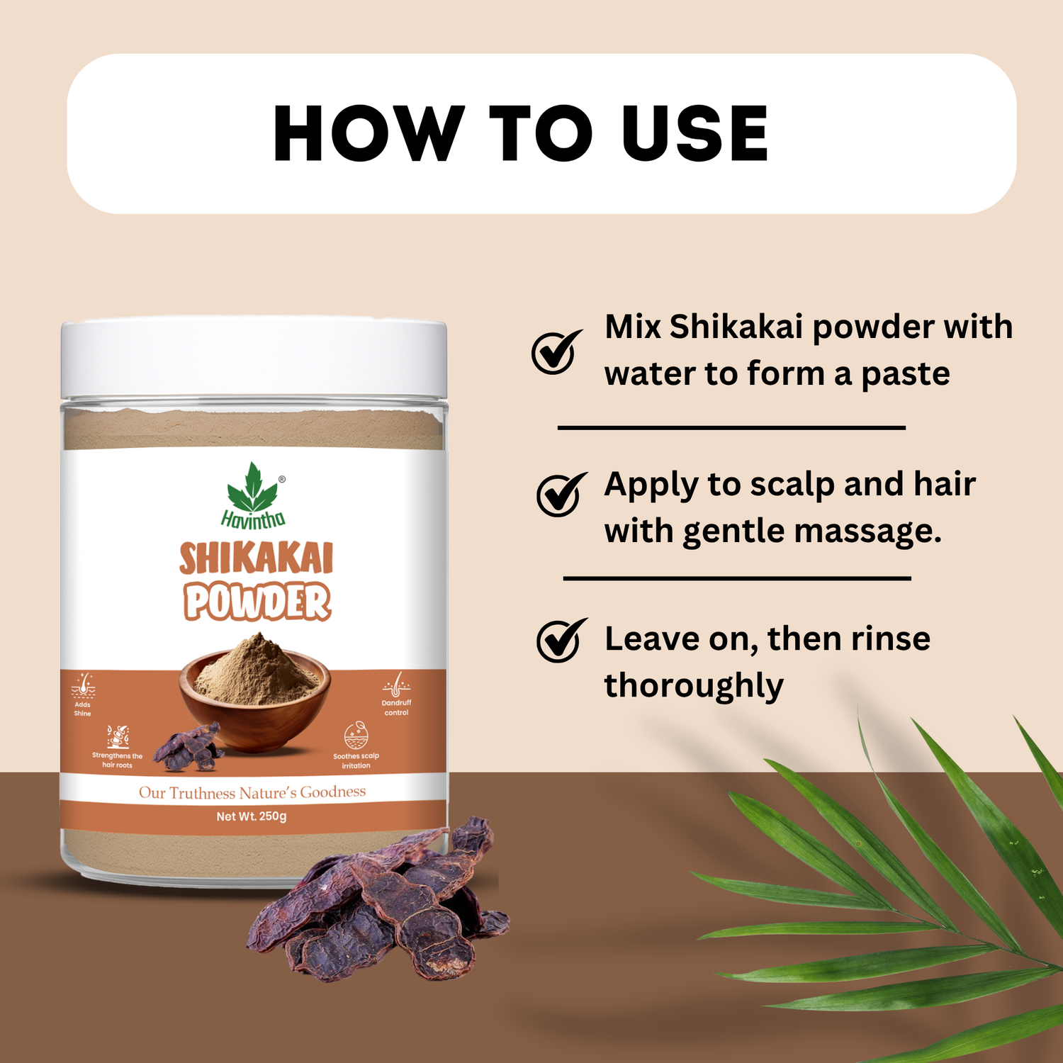 Havintha Organic Shikakai Powder For Hair - 250 Grams