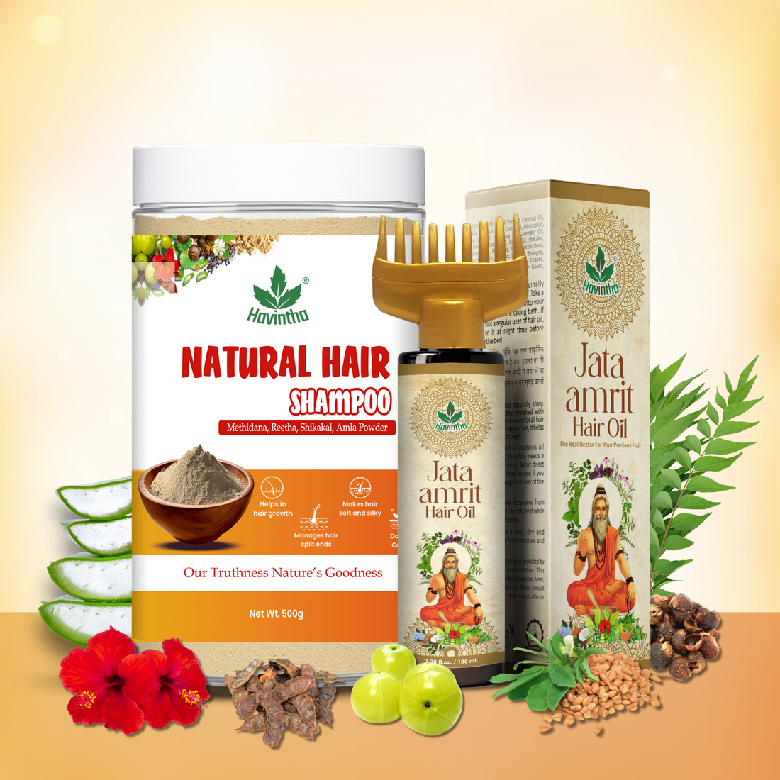 Natural Methidana Powder Shampoo & Hair Oil | For Hair Growth & Scalp Clean | Men & Women - 500gm