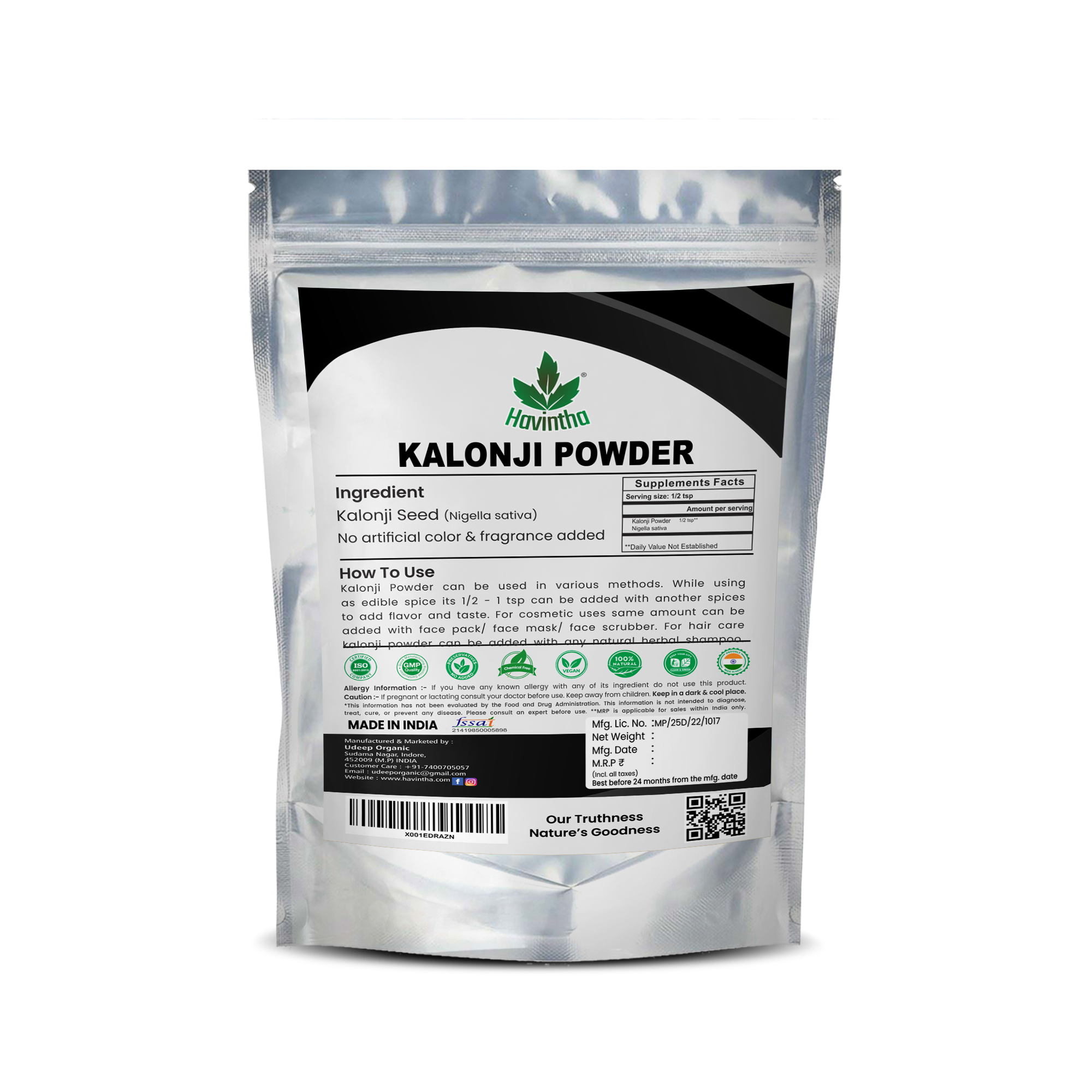 Havintha Kapoor kachri powder for dandruff &amp; scalp hair growth - 227 grams back
