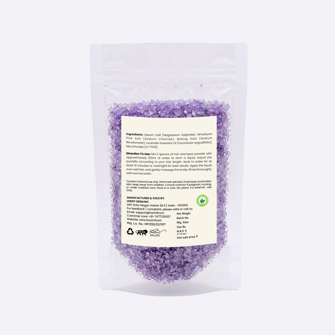 Havintha Lavender Bath Salts 10g | Epsom Salt for Relaxation, Stress Relief &amp; Foot Soak