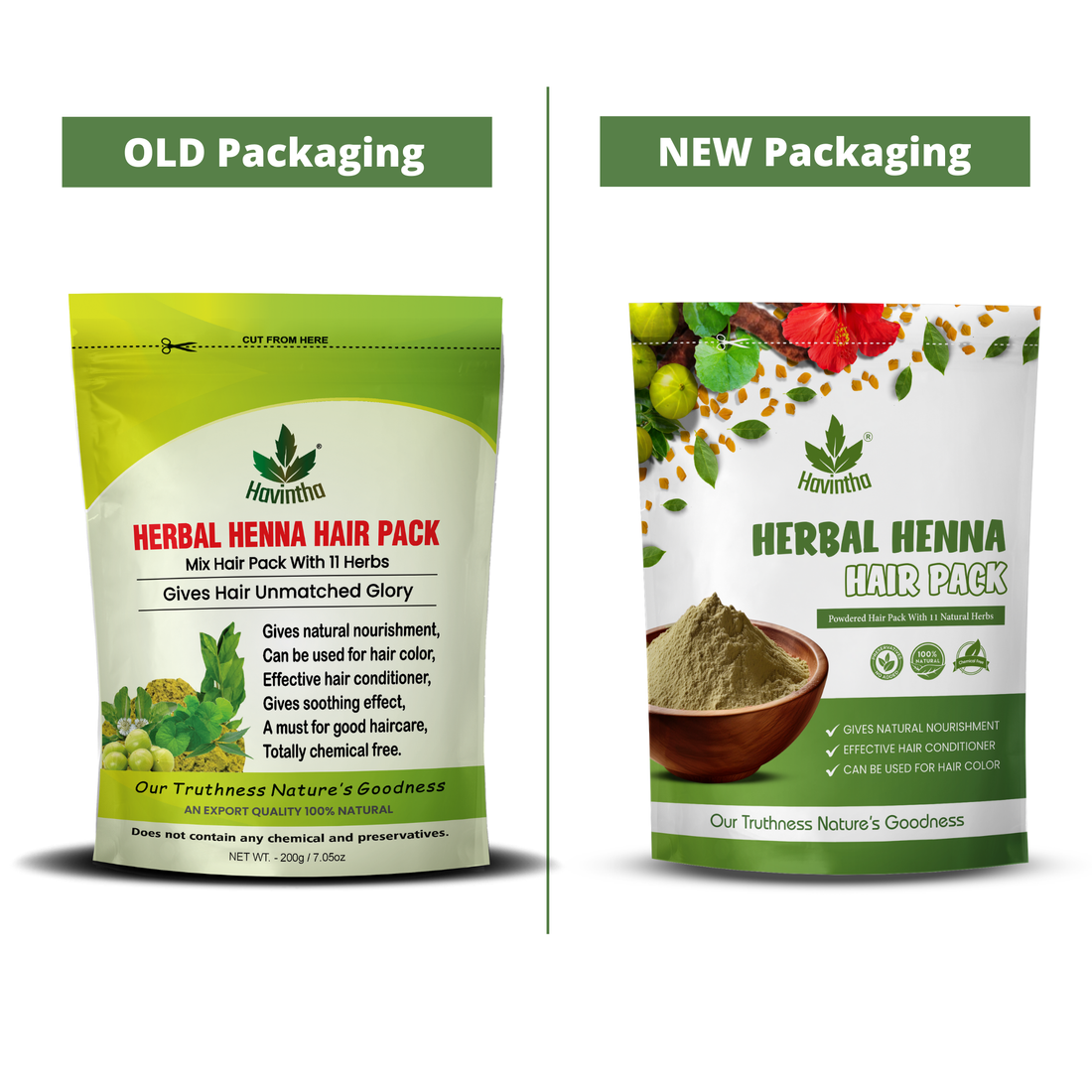 Havintha Natural Herbal Henna Hair Pack 11 Herbs Mix Mehndi Powder (227 g)