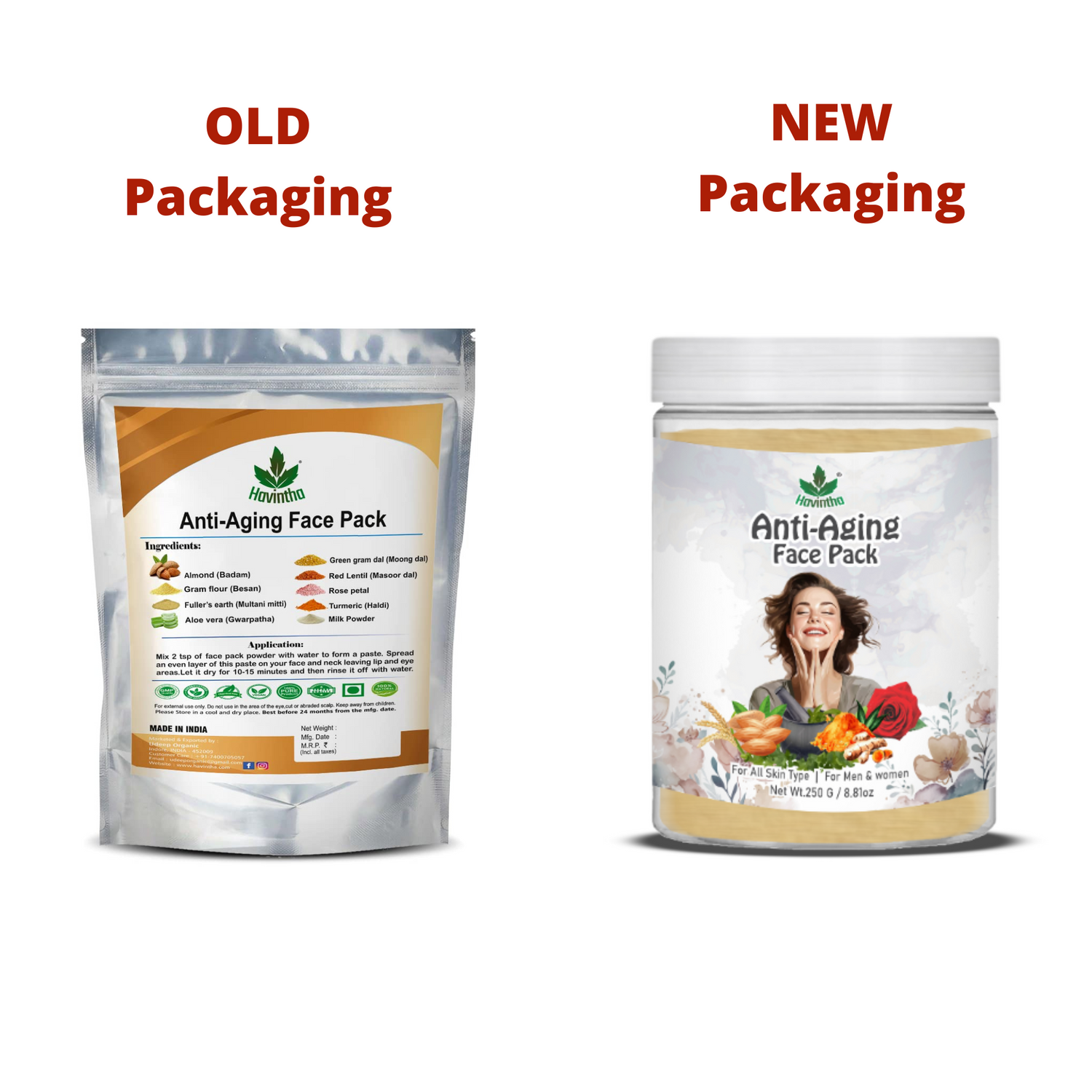 Havintha Anti-Aging Face Pack Enriched with Almonds for Skin Moisturizing, Smooth, Shiny