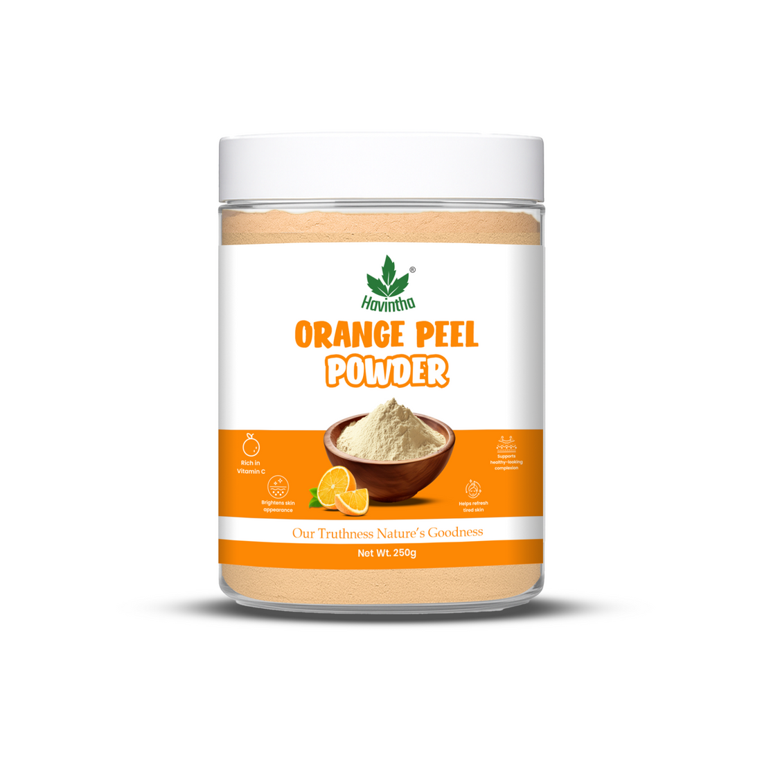 Havintha Orange Peel Powder for Face Whitening, Citrus aurantium (Santra Chilka) Pure - 227g