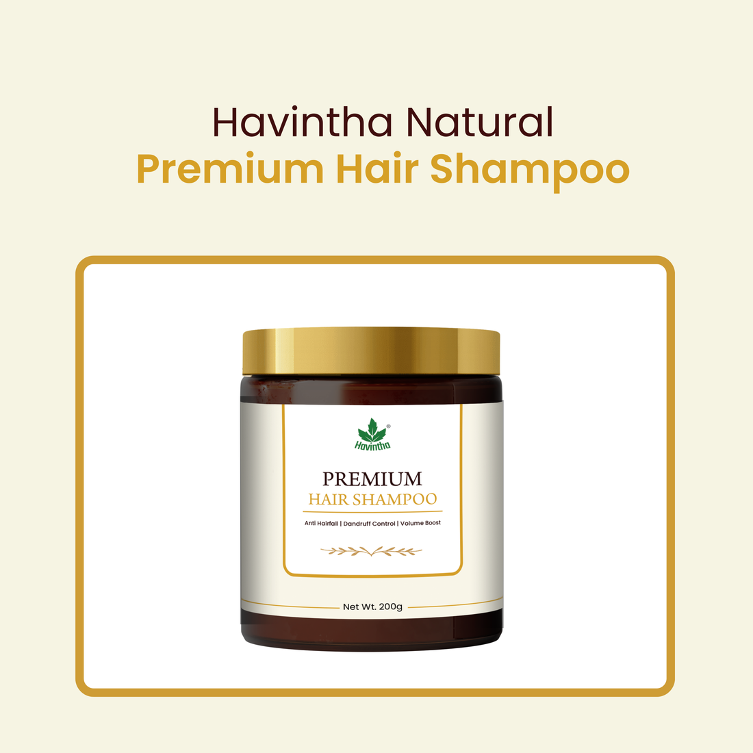 Havintha Premium Herbal Hair Shampoo 200g | Anti Hair Fall &amp; Anti Dandruff | Sulfate-Free Foaming Shampoo with Shikakai, Aloe Vera, Methi &amp; Spirulina for Strong, Thick &amp; Healthy Hair