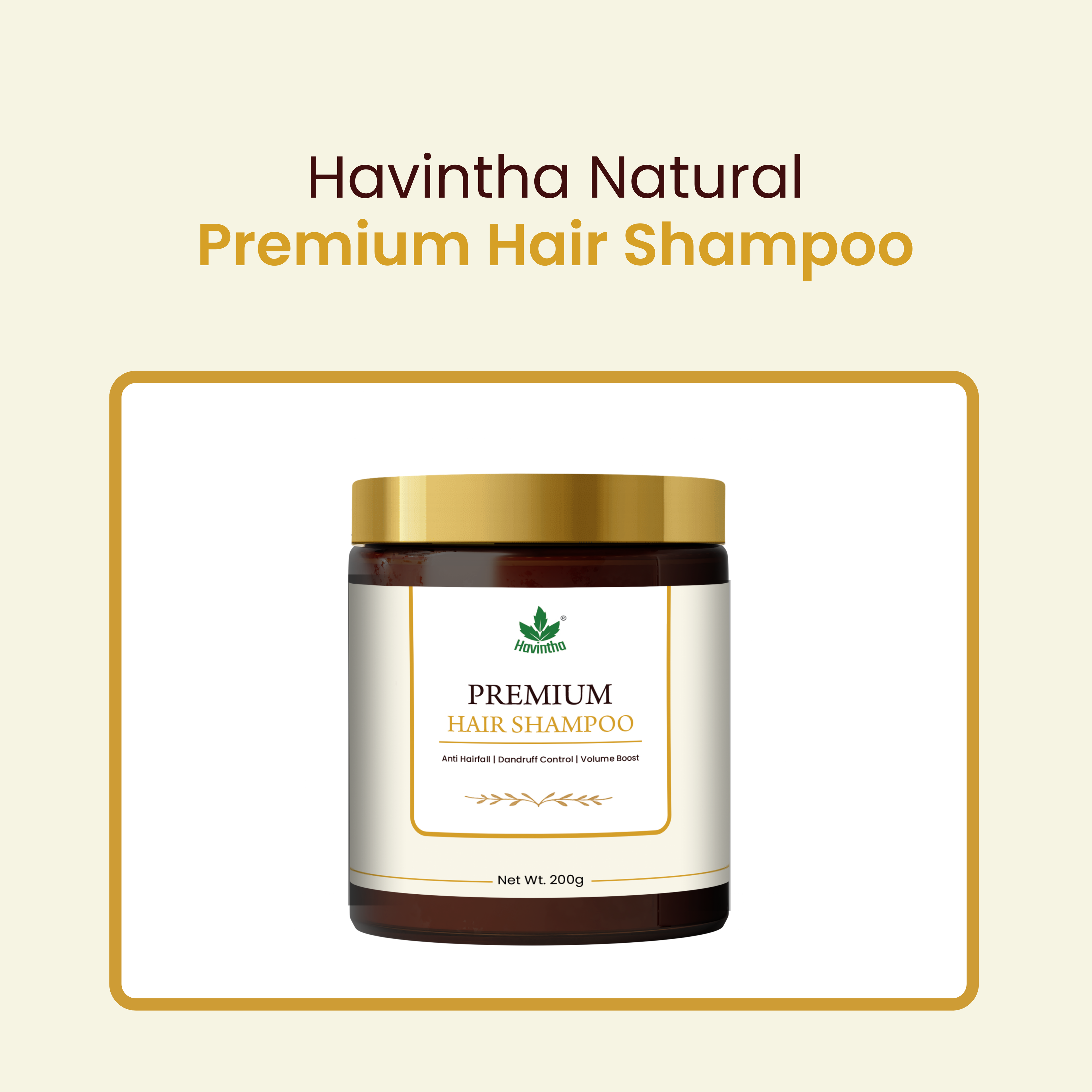 Havintha Premium Herbal Hair Shampoo 200g | Anti Hair Fall &amp; Anti Dandruff | Sulfate-Free Foaming Shampoo with Shikakai, Aloe Vera, Methi &amp; Spirulina for Strong, Thick &amp; Healthy Hair