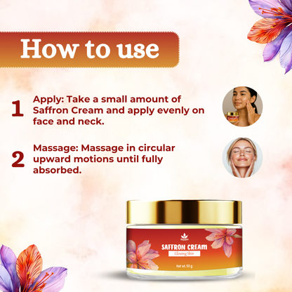 Havintha Natural Saffron Cream for Face Glow, Radiance and Brightening | Herbal Face Cream for Skin Whitening, Anti-Aging, Dark Spots Removal, Pigmentation, Moisturizing &amp; Even Skin Tone - 50g