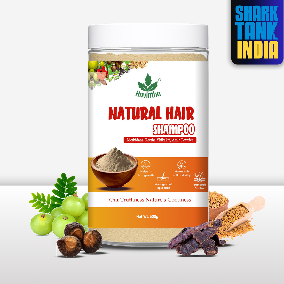 Natural Hair Shampoo with Methi Dana, Amla, Reetha &amp; Shikakai – Fights Hair Fall &amp; Promotes New Hair Growth |Men &amp; Women (500g)