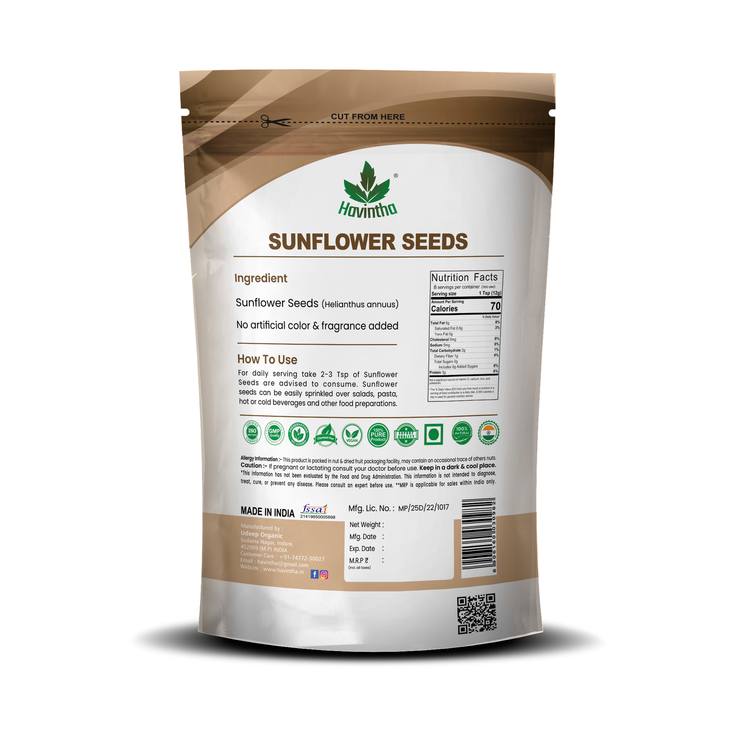 Havintha Natural Sunflower Seed - 227gm