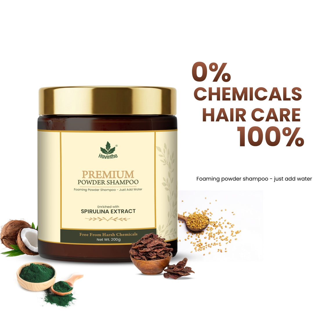 Havintha Premium Hair Shampoo 200g with Spirulina |Herbal Formula for Thick, Healthy Hair