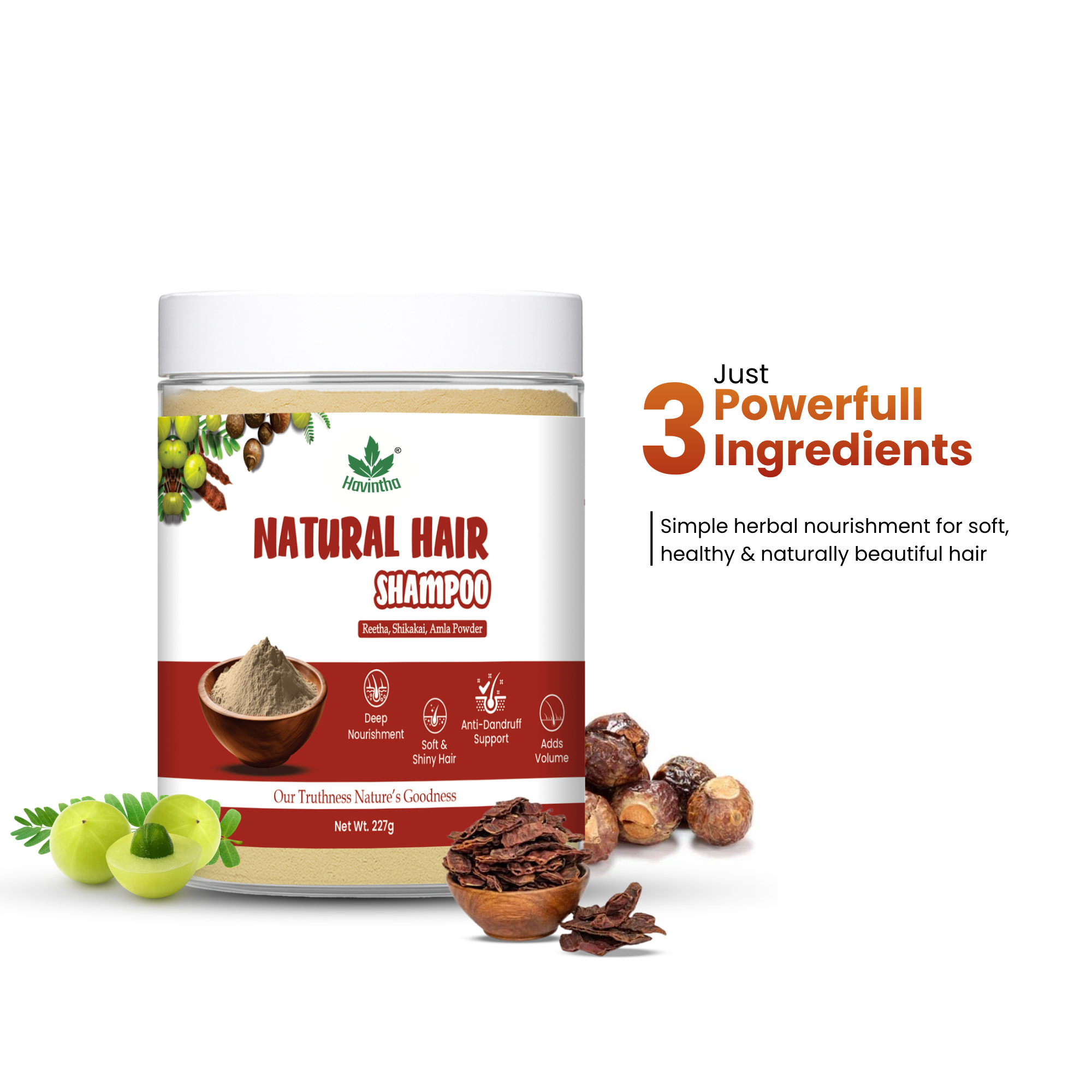 Amla Reetha Shikakai Powder Natural Hair Shampoo for Hair - 227 Grams