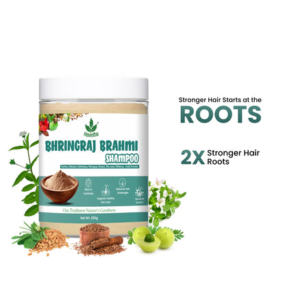 Natural Bhringraj &amp; Brahmi Powder Shampoo 250g | Herbal Hair Cleanser | Anti-Dandruff Hair Care