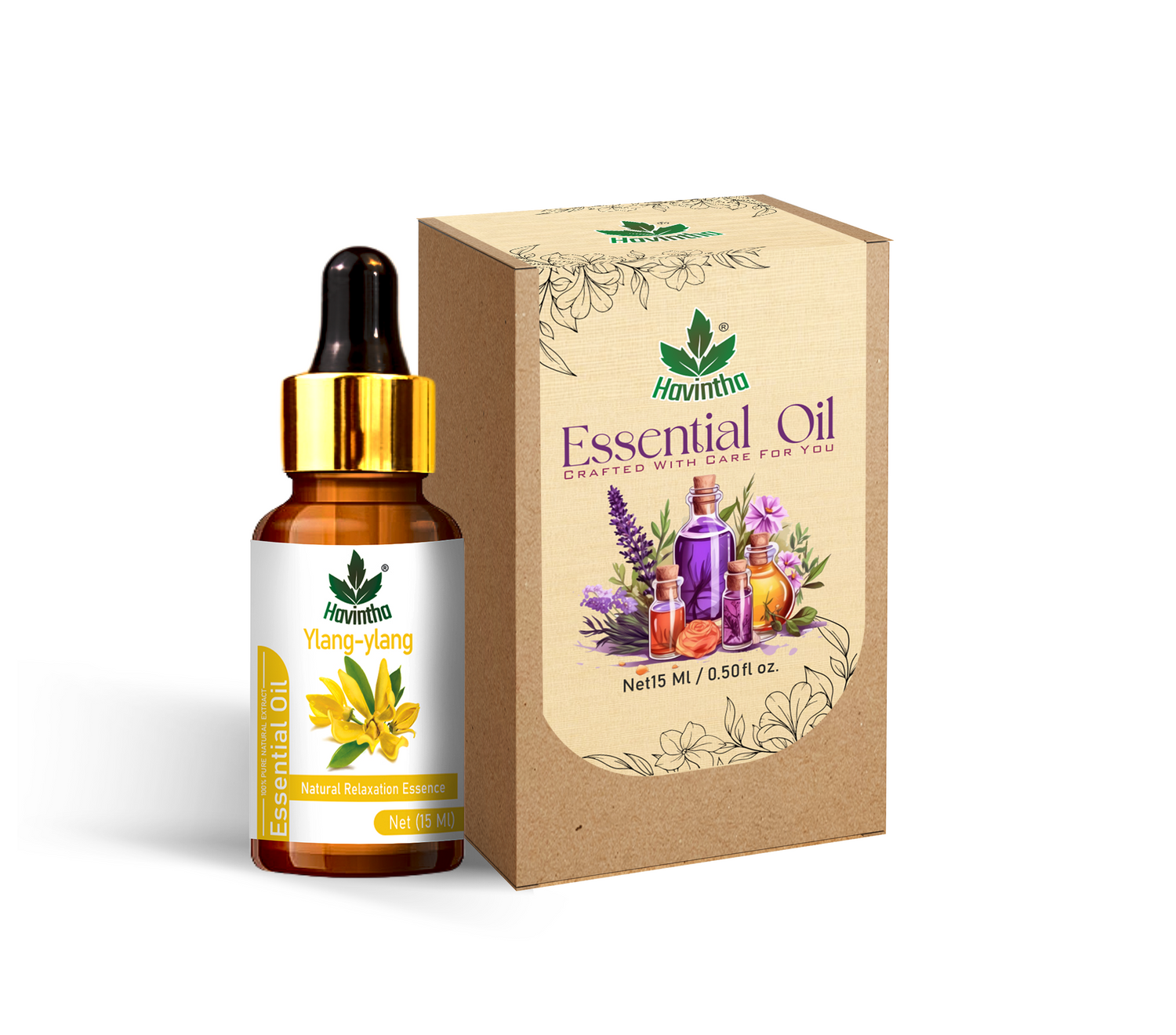 Havintha Ylang-Ylang Essential Oil For Deminishes Acne and Helpful For Hair Lice - Pure Aroma - 15ml.