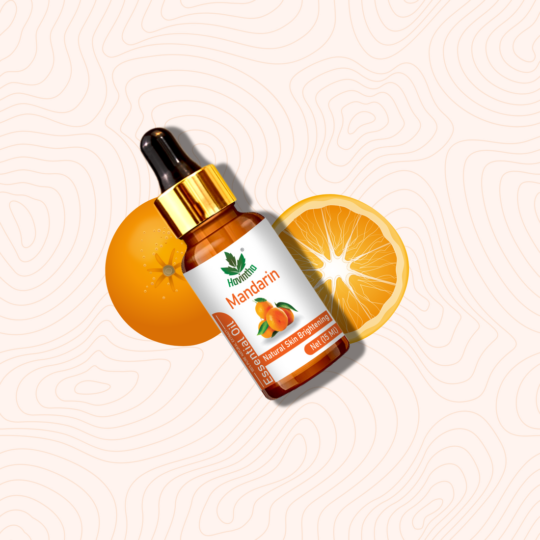 Havintha Pure and Organic Mandarin Essential Oil for Hair Care , Acne &amp; Wrinkles and Aromatherapy-15 ml.