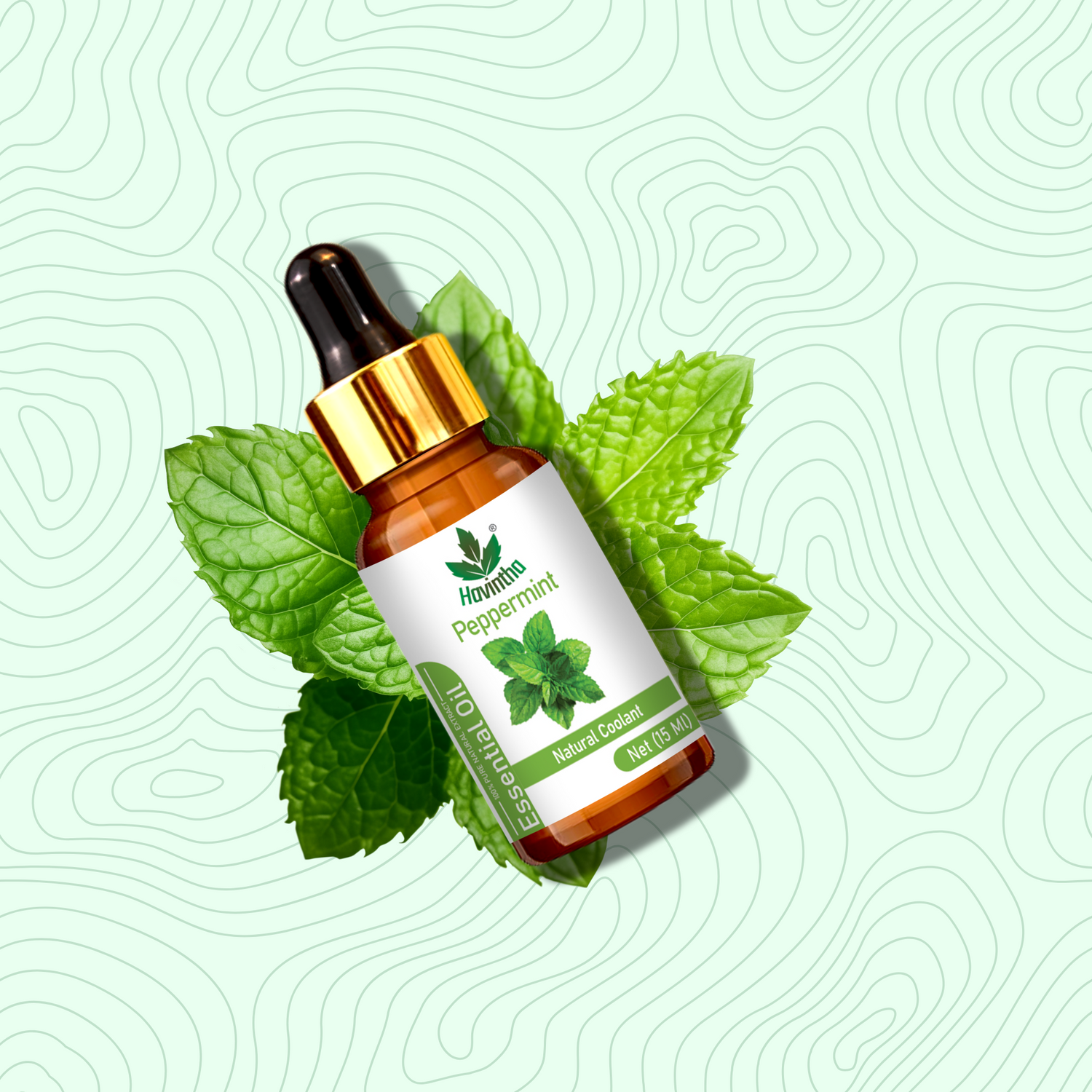 Havintha Peppermint Essential Oil (Mentha Piperita) Pure Aroma for Skin, Hair and Aromatherapy For Cold and Congestion - 15ml.