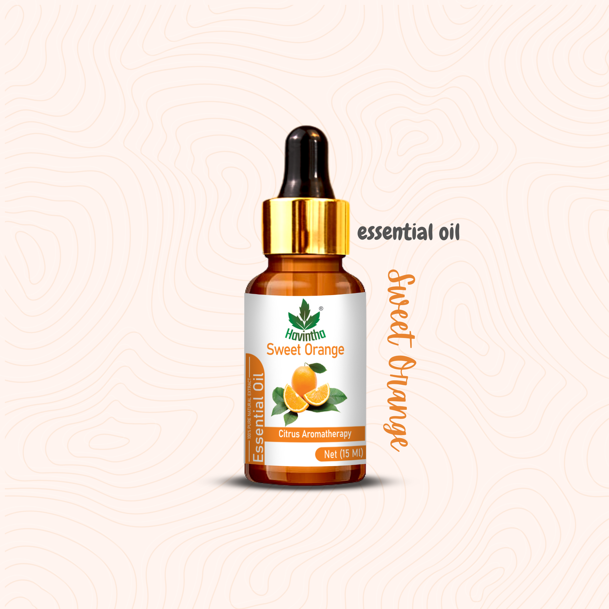 Havintha Orange Essential Oil for Fresh Mood, Dandruff and Acne Solution | 100% Organic - 15 ml.