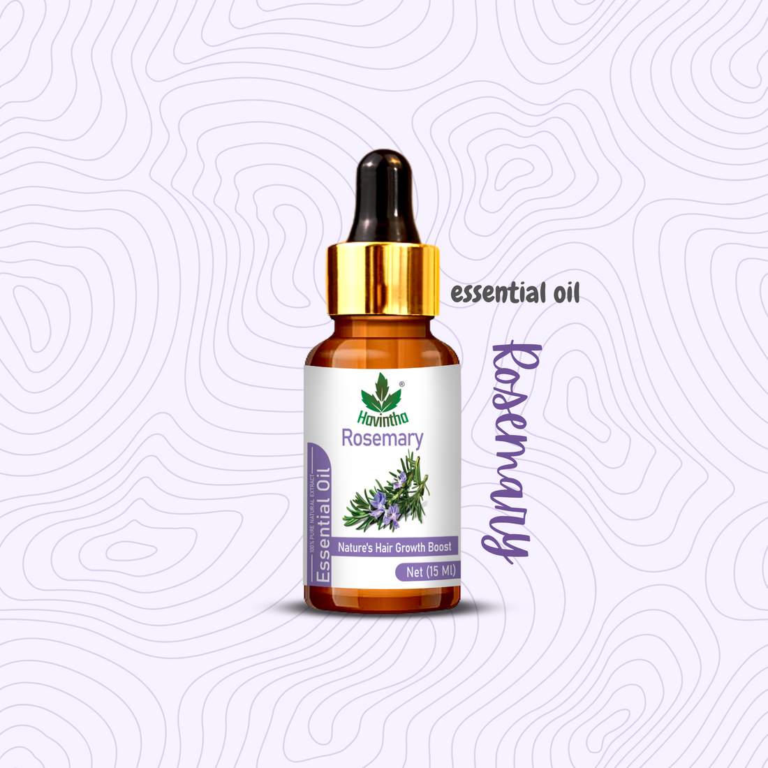Havintha Natural Rosemary Essential Oil for Hair and Skin care | 100 % pure Aroma - 15 ml.  (15 ml)