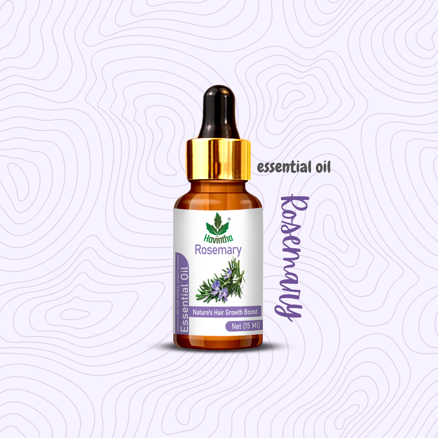 Havintha Natural Rosemary Essential Oil for Hair and Skin care | 100 % pure Aroma - 15 ml.  (15 ml)