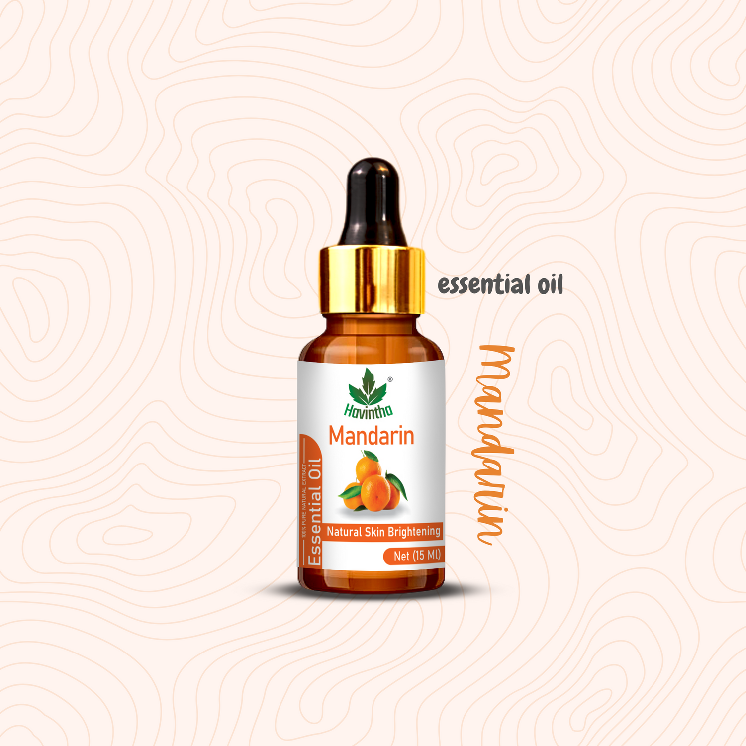 Havintha Pure and Organic Mandarin Essential Oil for Hair Care , Acne &amp; Wrinkles and Aromatherapy-15 ml.