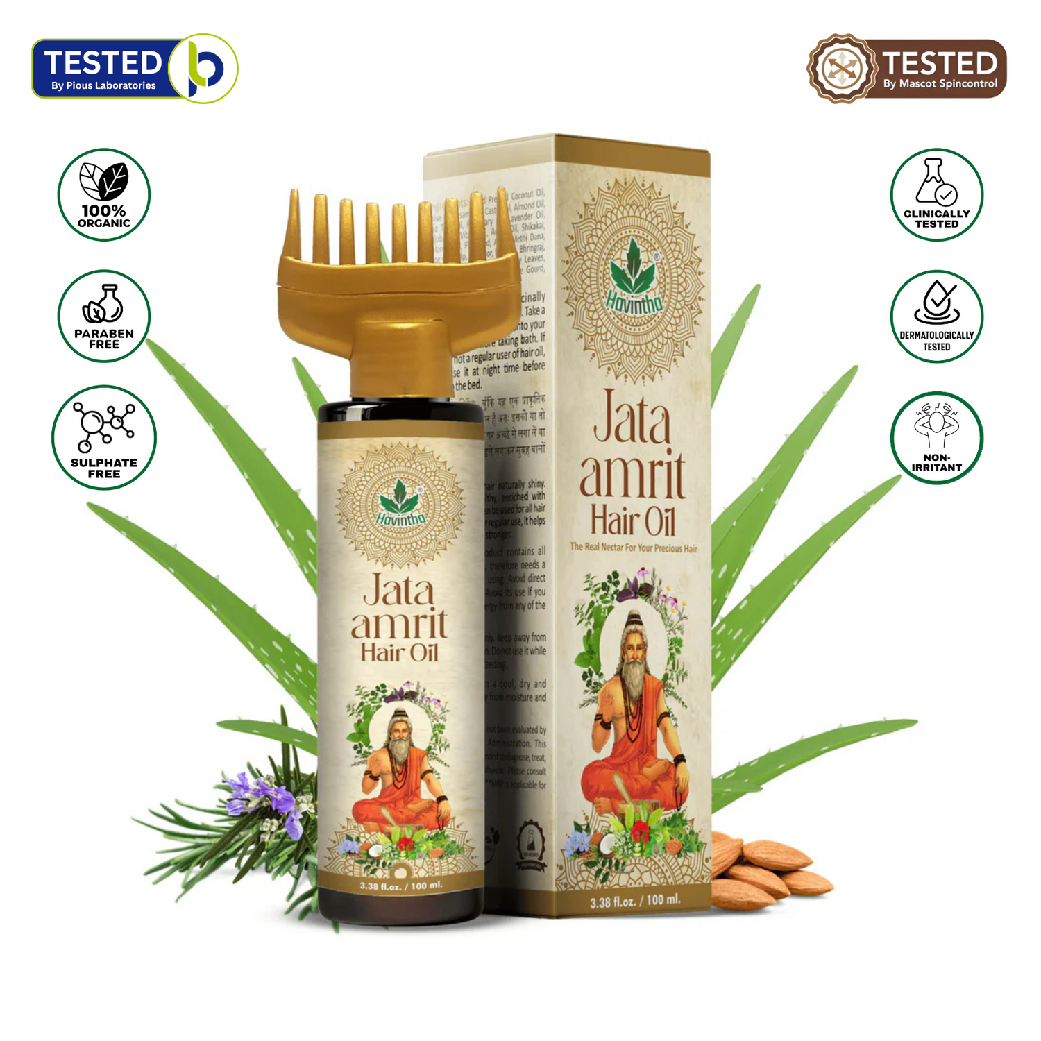Havintha Natural Methidana Shampoo(227 GM) with Amla Reetha Shikakai Powder for All Type Hair and Jata Amrit Hair Oil (100 ML) With Rosemary, Tea Tree, Lavender, Castor Oil, Ratanjot, Black Seeds For Men &amp; Women, Totally Organic