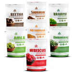Havintha Amla Reetha Shikakai Methidana Hibiscus Bhringraj & Brahmi Powder (Combo pack of 7)