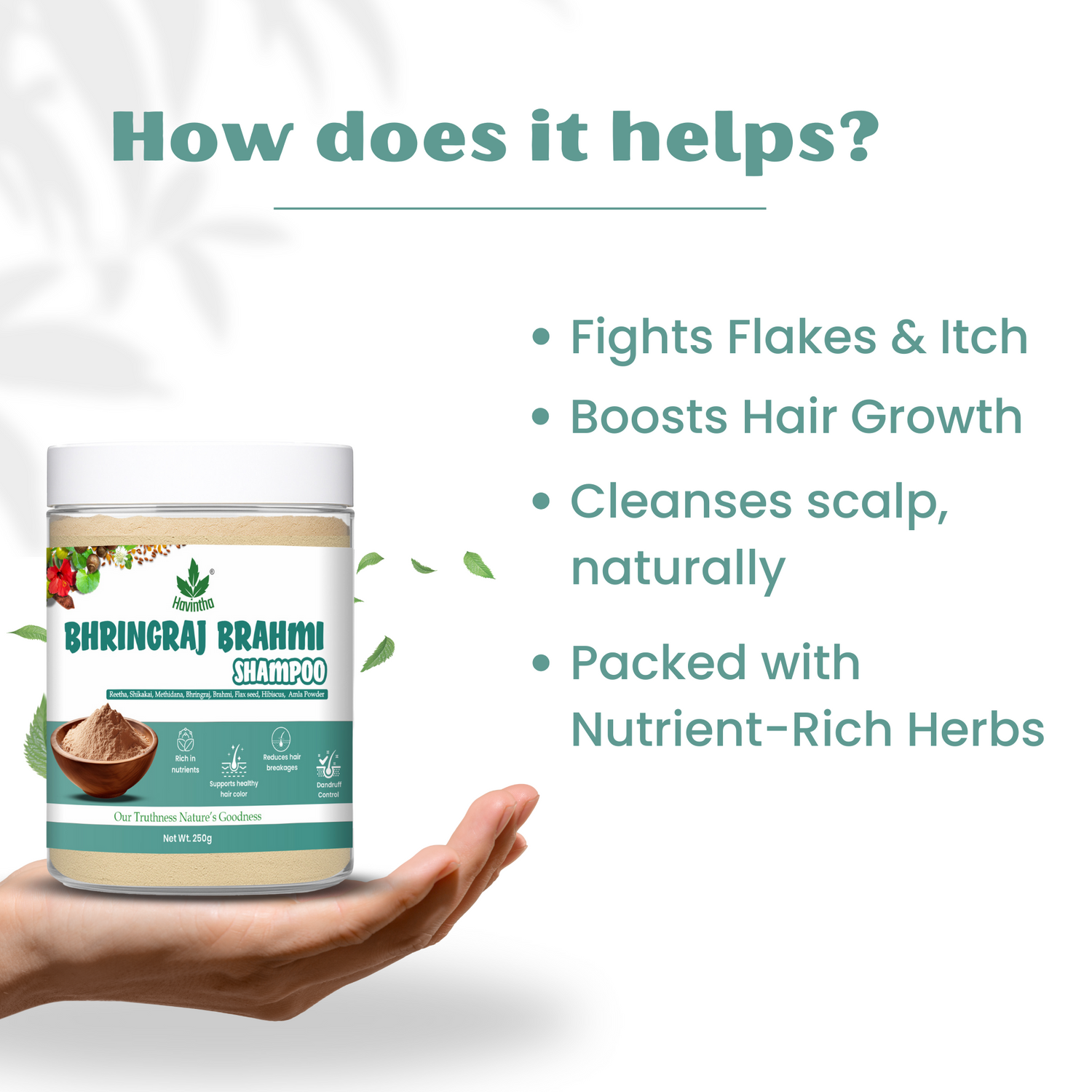 Natural Bhringraj &amp; Brahmi Powder Shampoo (250g) | Havintha Natural Kalonji Hair Oil (100ml) &amp; Havintha Natural Hair Mask (250g)
