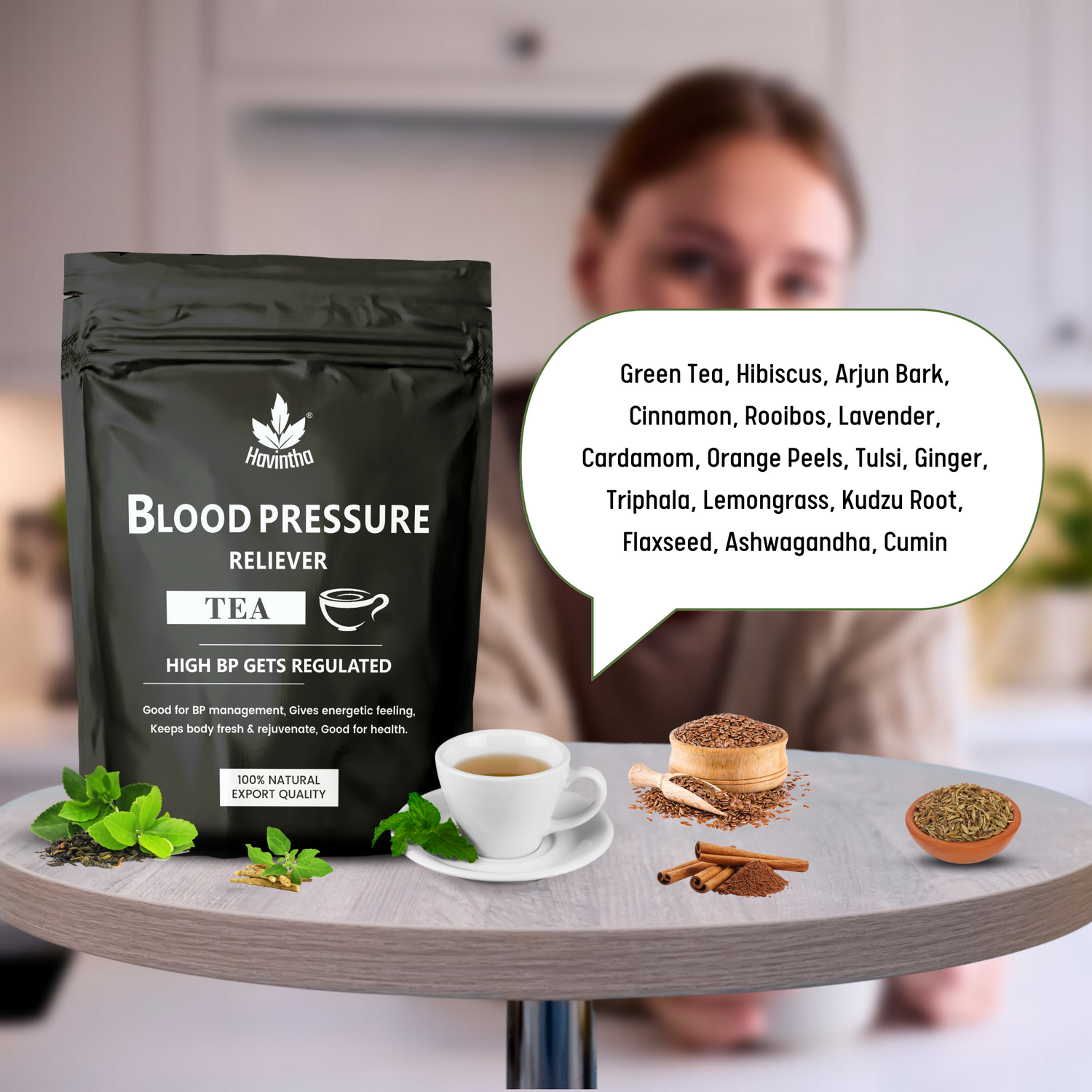 Ingredients Havintha Blood Pressure Reliever Tea - 50 gm