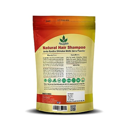 Havintha Natural Hair Shampoo with Methi Dana Powder, Amla, Reetha, Shikakai for Men &amp; Women | Promotes Hair Growth, Reduces Hair Fall &amp; Dandruff - 227g